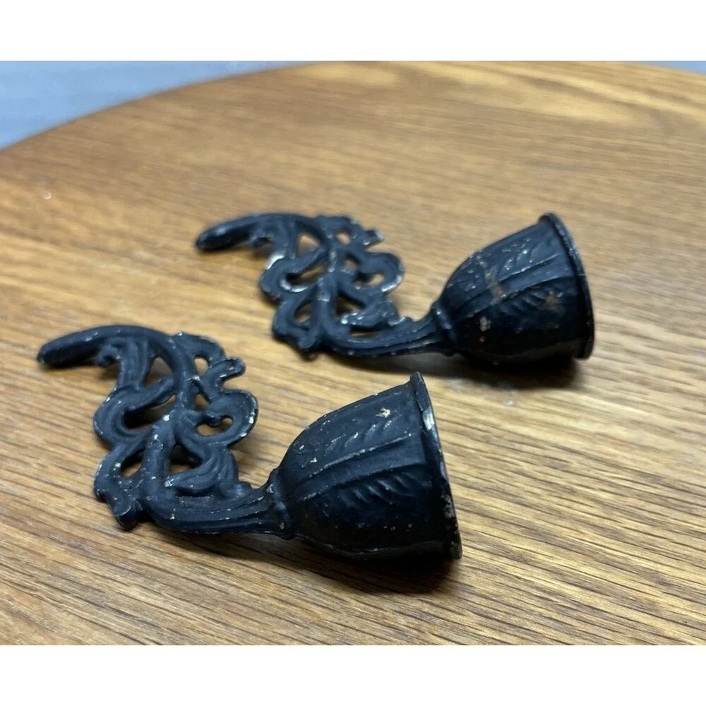 Two Vintage Ornate Candle Snuffers Collectible Metal Farmhouse Country Deco READ